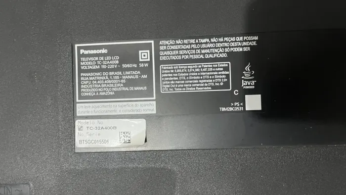 TV Panasonic 32? LED TC-32A400B Funcionando Perfeitamente