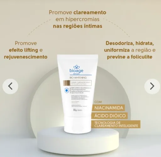 Creme clareador íntimo bioage
