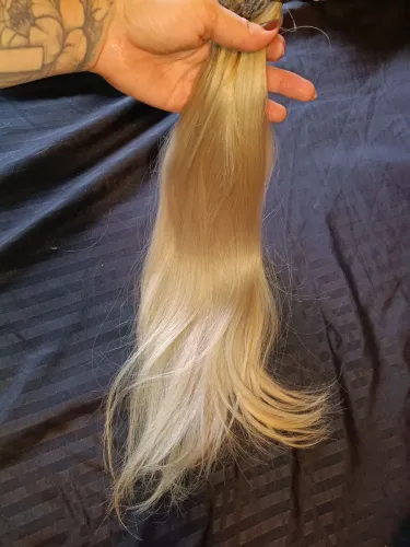 Cabelo humano brasileiro loiro platinado 50 cm 180g