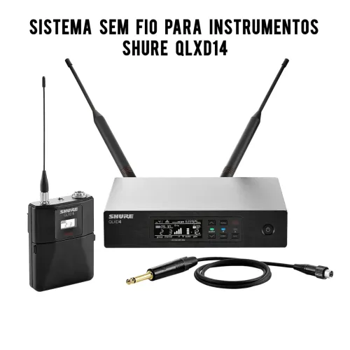 Sistema Sem Fio Para Guitarra, Violão, Baixo, Shure QLXD14/Instrumento Áudio Digital 24bit