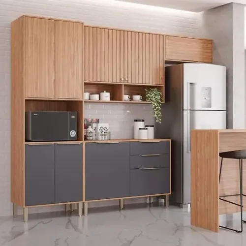 Cozinha Divina 100% MDF Ripada - Entrega/Montagem Grátis Fortaleza