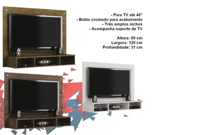Sala Painel Home Acompanha suporte TV até 46