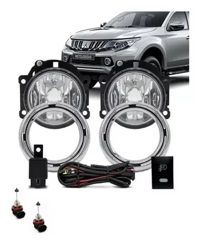 Kit Farol Milha Neblina Aro Cromado Triton L200 2017 2018