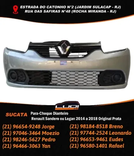 Para-choque dianteiro Renault Sandero ou Logan 2014 à 2018 original prata