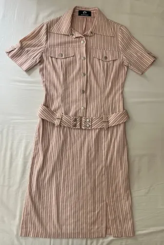 Vestido listrado rosa e branco - Tam S