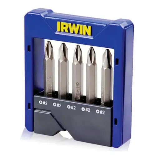 Jogo de Ponteiras Power Bits Ph2 50mm 5 Peças com Estojo Irwin 1865323
