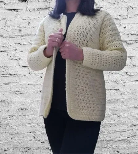 Blusa croche abertura frontal 