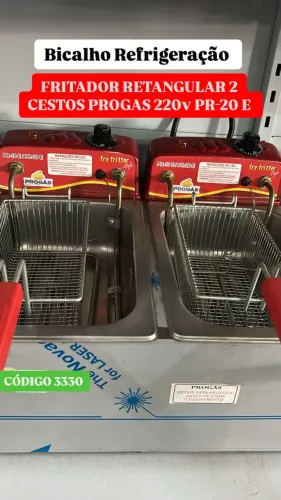 FRITADOR RETANGULAR 2 CESTOS PROGAS 220V PR 20 NOVO