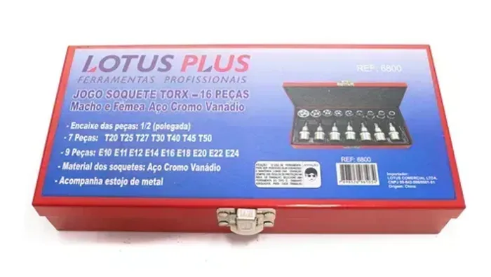 JOGO DE SOQUETE TORX LOTUS C/16PCS CRV + MALETA CRV