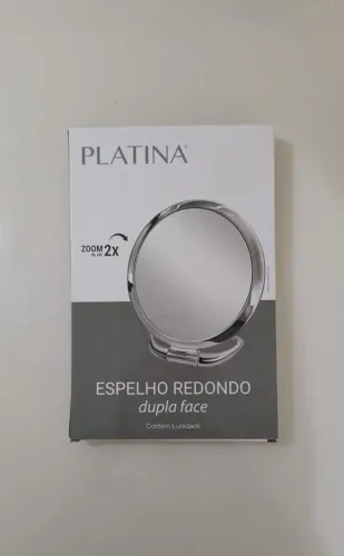 Espelho Redondo Dupla Face - Platina