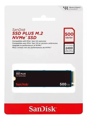 SSD 500GB Nmve Sandisk plus SDSSDA3N-500G-G26 m2 - Novo com garantia - Nexo Store
