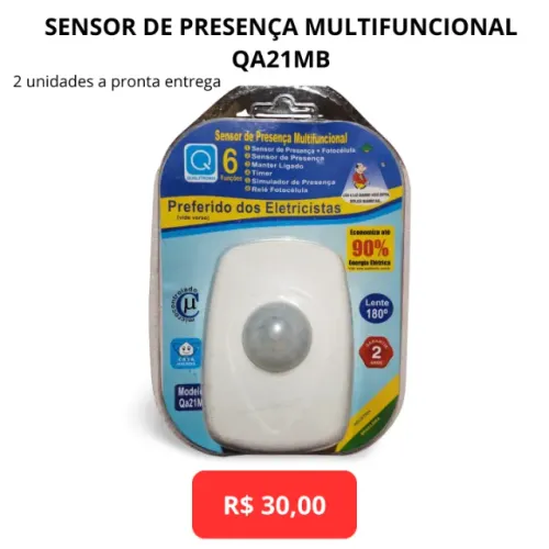 Sensor de Presença Qualitronix QA21MB - Lente 180° | Novo | Retirada no local