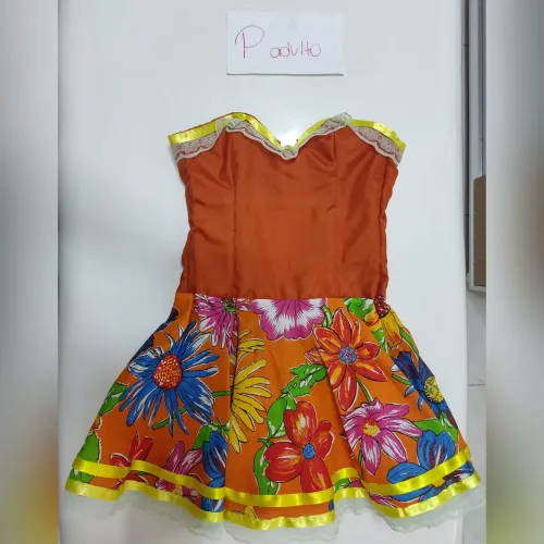 Vestido Festa Junina Laranja novo adulto P