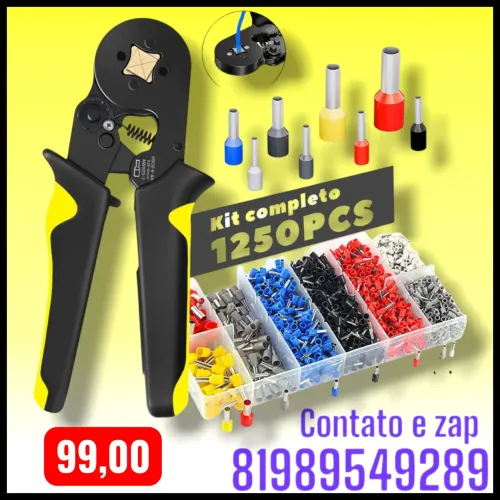  Kit Alicate Prensa Terminal Tubular com 1250 Terminais da marca Bomvink.