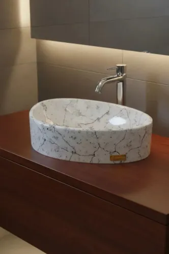 Cuba De Concreto Alto Padrão Exclusiva Apoio Banheiro Pingo D'água Efeito Mármore 41x24cm