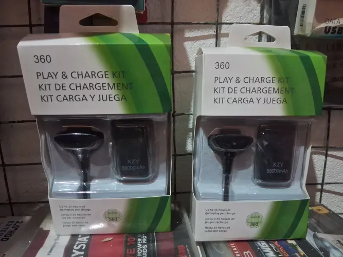Kit 2 bateria + cabos controle Xbox 360