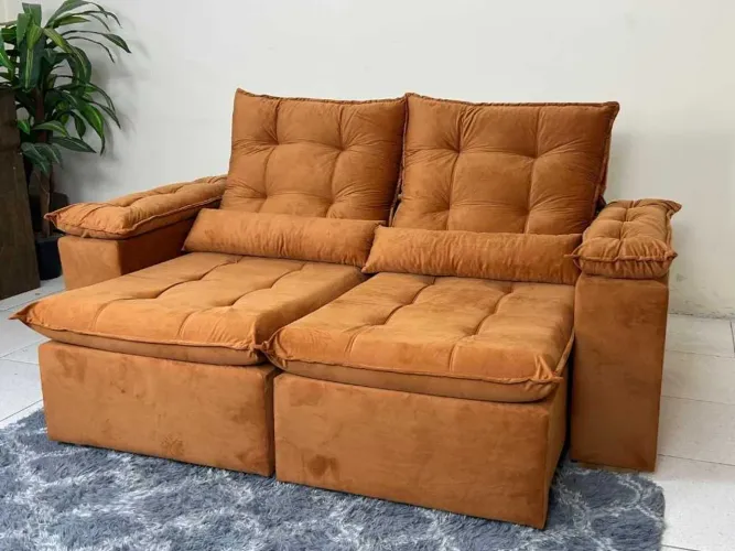 Sofá Retrátil Reclinável Atenas 2.00m Veludo- Produto Novo