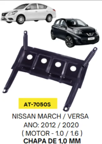 Protetor de Carter Atos Nissan March/Versa 2012 a 2020 ( Motor 1.0/1.6)