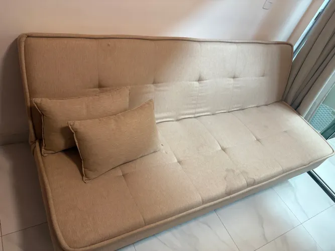 Sofá Cama Bege de linho