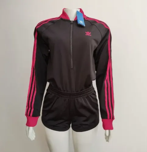 macacão curto macaquinho adidas preto manga longa Tam P