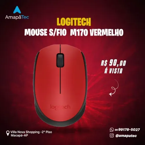 Mouse sem fio Logitech M170 Vermelho