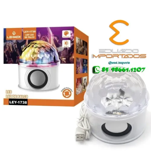 Lâmpada Bluetooth Giratória Led Rgb de Festa + Cabo USB LEY1738