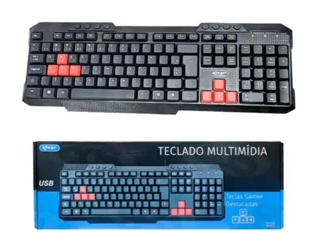 Teclado Multimidia Com Fio Usb Gamer Knup KP-2034A+