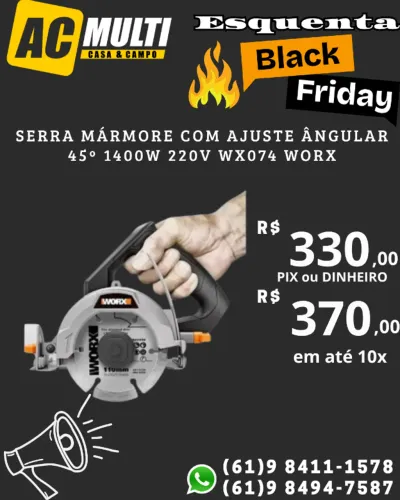 Serra Mármore Com Ajuste Ângular 45º 1400w 220v Wx074 Worx