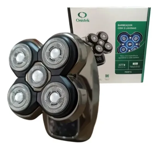 Barbeador Elétrico 5 Lâminas Rotativo Sem Fio - Display LED (Novo)