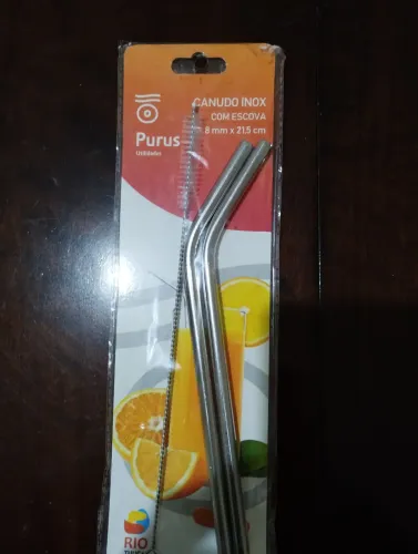 Canudo Inox Reutilizável com Escova - Purus