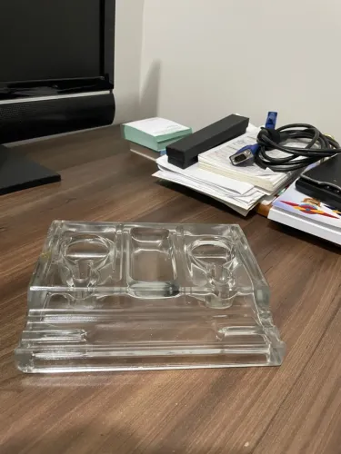 Porta-canetas de cristal antigo