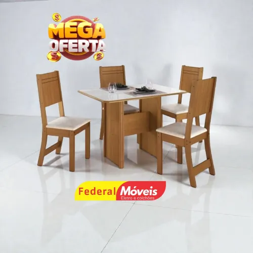 Mesa de Jantar c/ 4 Cadeiras 1,10x0,75cm Super Oferta! Solicite Catálogo 
