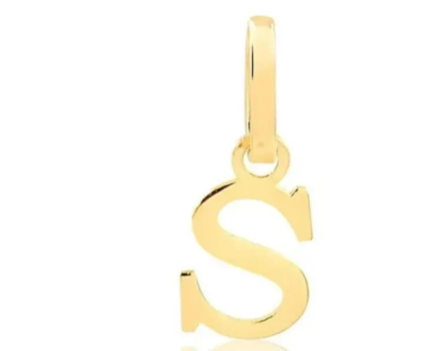 Pingente Letra S Ouro 18 Kilaste Peso 0.70 Grama 16 mm Maciço Todas as Letras             