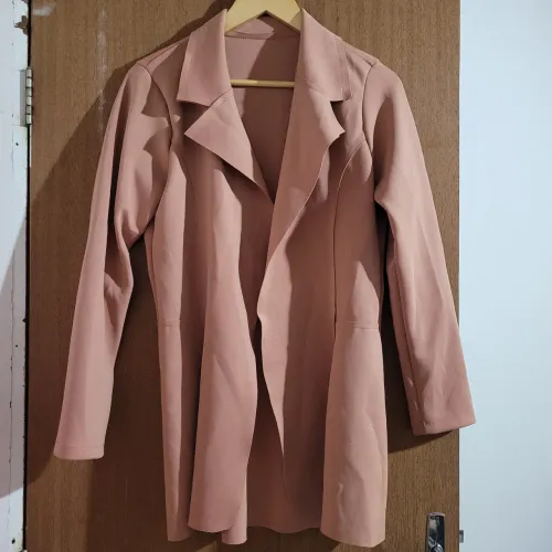 Blazer feminino alongado neoprene rosa - Tamanho G