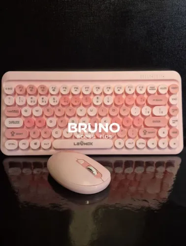 Kit teclado e mouse sem fio colourful Retrô e elegante
