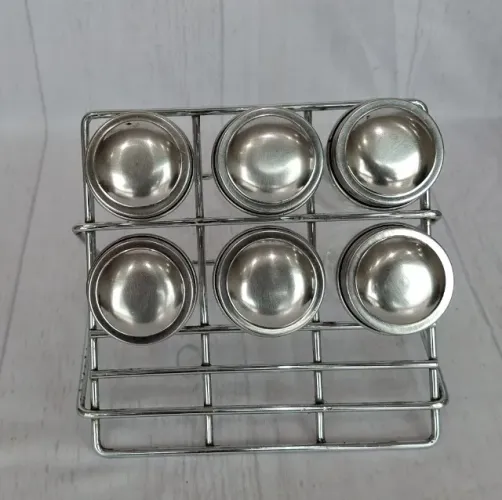 Porta Temperos / Condimentos de Bancada - 6 Potes de Vidro e Inox
