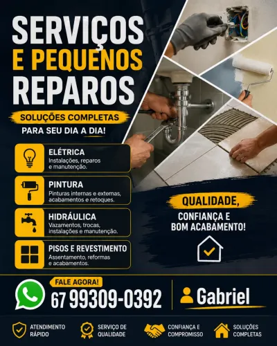 Pedreiro, pintor, encanador, eletrecista