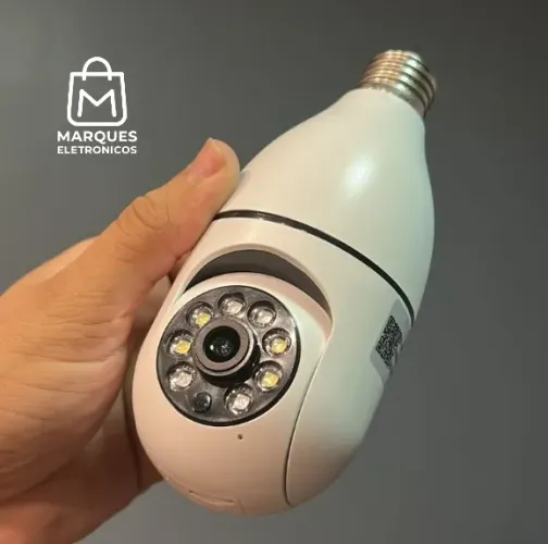 CÂMERA LÂMPADA WIFI IP 360° PANORÂMICA HD COM VISÃO NOTURNA E ÁUDIO