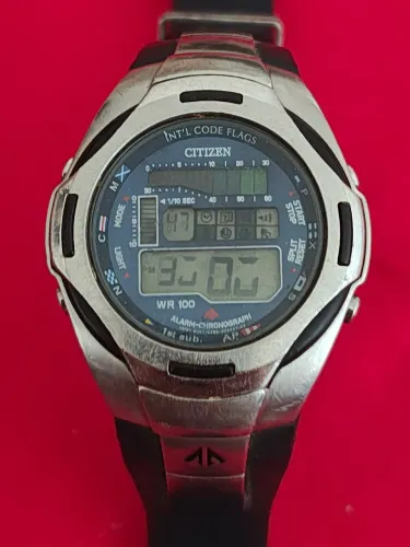 Relógio Citizen Promaster Wind D288 LCD vintage digital