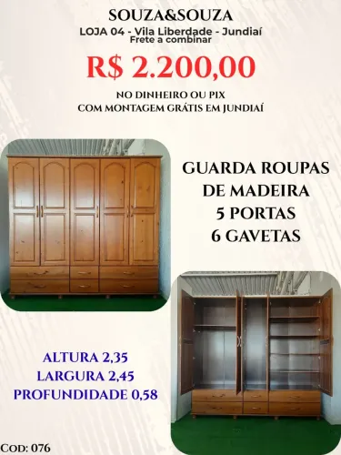Guarda roupas de Madeira de casal