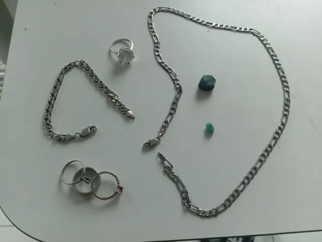 Corrente prata e pulseira 