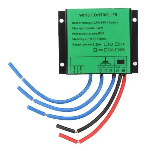 Controlador Eólico Pwm 600w 12v 24v Verde 40a