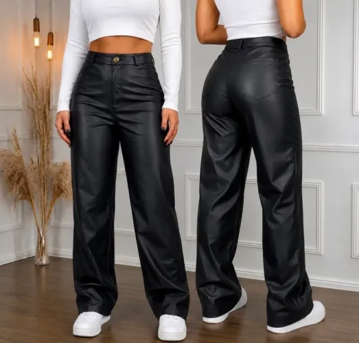 Calça de couro preta