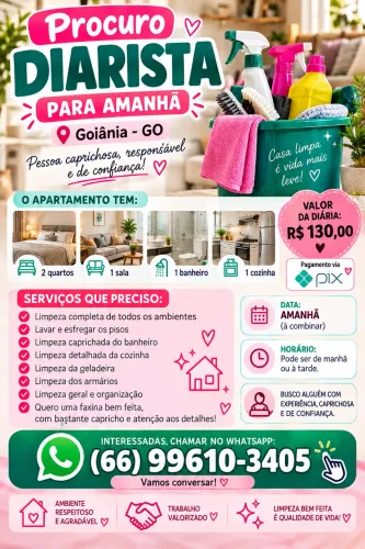 TÍTULO: ? DIARISTA PARA AMANHÃ | MANHÃ OU TARDE