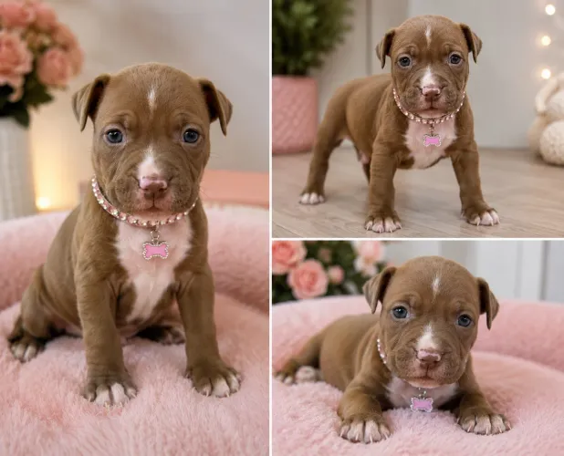 Linda filhote de pitbul chocolate disponível para venda $$ ?