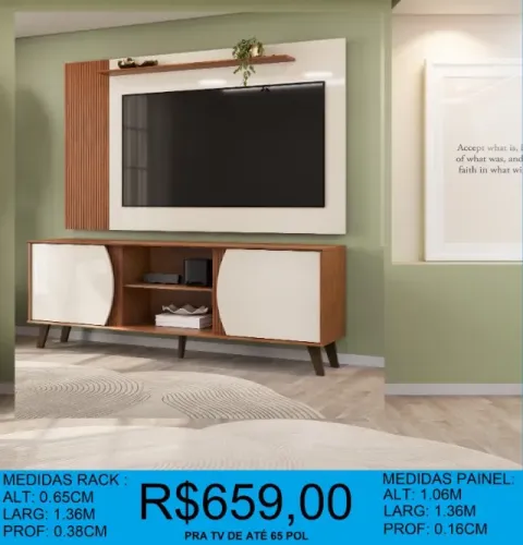 Conjunto rack + painel para tv até 65 pol - frete grátis!