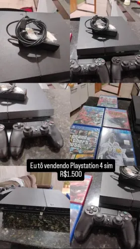 Play station 4 sim com 4 jogos originais 