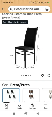Vendo 4 cadeiras p/ mesa de Jantar, com 20 dias de comprada na loja