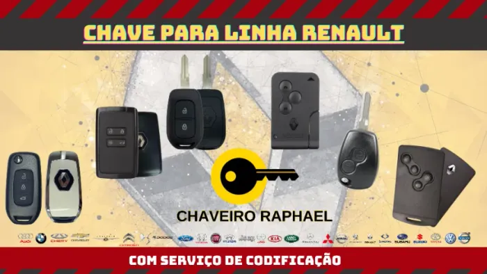 Chave Renault Cartão Presença, Slot, Canivete, Reserva Completa Com Serviço de Codificação