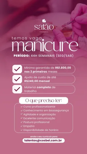 Vagas para Manicure e Cabeleireiro em Salão de Beleza